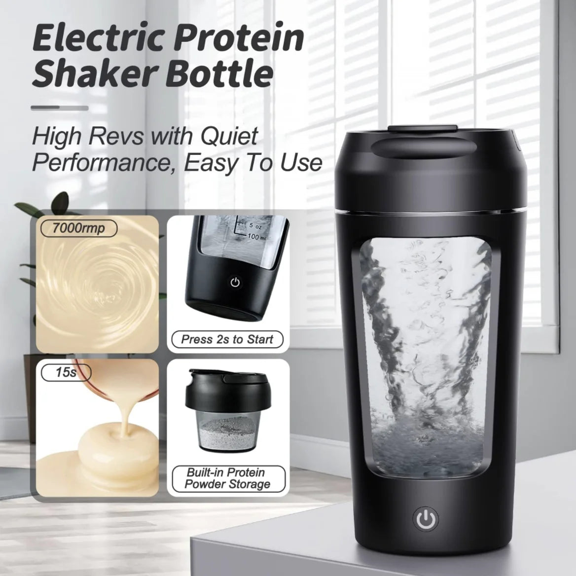 22Oz Electric Shaker Bottles for Protein Usb-Rechargeable Protein Shakes Powerful Blender Bottles for Protein Coffee Milk