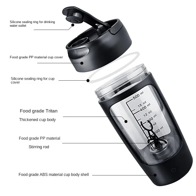 22Oz Electric Shaker Bottles for Protein Usb-Rechargeable Protein Shakes Powerful Blender Bottles for Protein Coffee Milk